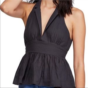 Black Free People peplum top